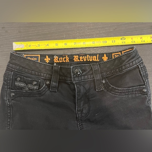Rock Revival Marisa Black Denim Skinny Jeans Womens Low-Rise Casual Size 26x32 - Picture 10 of 11